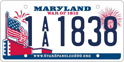 MD license plate 1AA1838