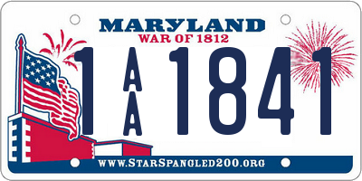 MD license plate 1AA1841