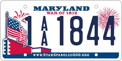 MD license plate 1AA1844