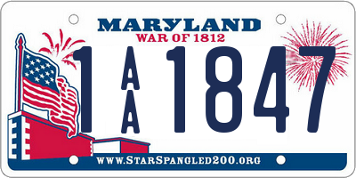 MD license plate 1AA1847