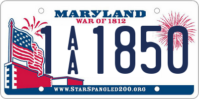 MD license plate 1AA1850