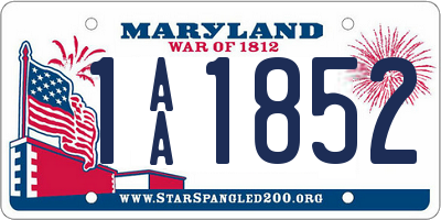 MD license plate 1AA1852