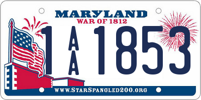 MD license plate 1AA1853