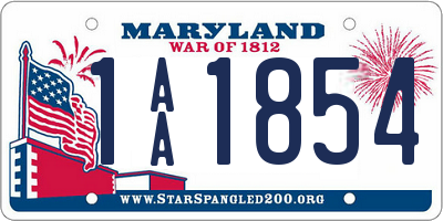 MD license plate 1AA1854