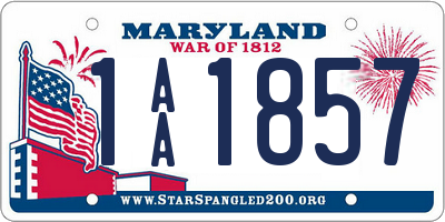 MD license plate 1AA1857