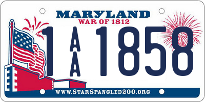 MD license plate 1AA1858