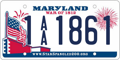 MD license plate 1AA1861