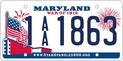 MD license plate 1AA1863