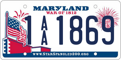 MD license plate 1AA1869