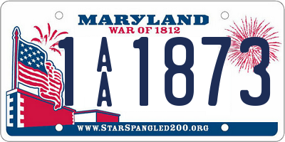 MD license plate 1AA1873