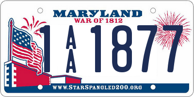 MD license plate 1AA1877