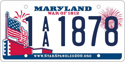 MD license plate 1AA1878