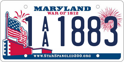 MD license plate 1AA1883