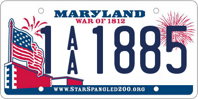 MD license plate 1AA1885