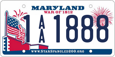 MD license plate 1AA1888