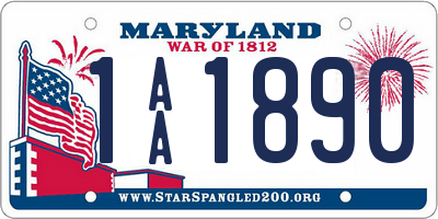 MD license plate 1AA1890