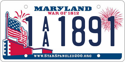 MD license plate 1AA1891