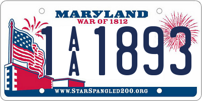 MD license plate 1AA1893