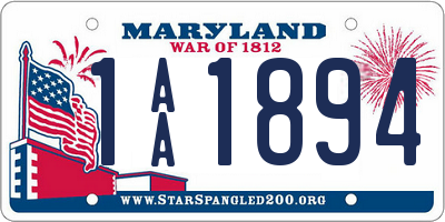 MD license plate 1AA1894