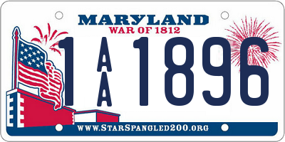 MD license plate 1AA1896