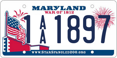 MD license plate 1AA1897