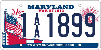 MD license plate 1AA1899