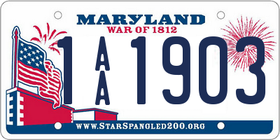 MD license plate 1AA1903