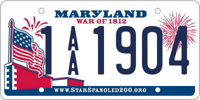 MD license plate 1AA1904