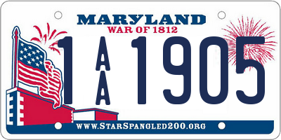 MD license plate 1AA1905