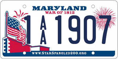 MD license plate 1AA1907