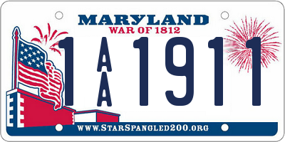 MD license plate 1AA1911