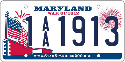 MD license plate 1AA1913