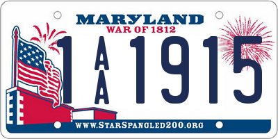 MD license plate 1AA1915