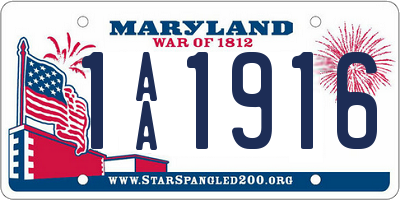 MD license plate 1AA1916