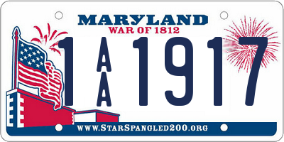 MD license plate 1AA1917