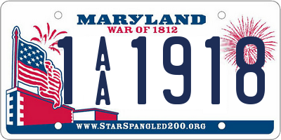 MD license plate 1AA1918