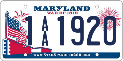 MD license plate 1AA1920