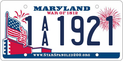 MD license plate 1AA1921