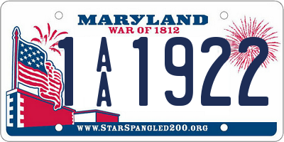 MD license plate 1AA1922