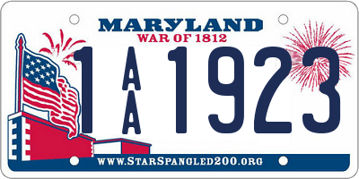 MD license plate 1AA1923