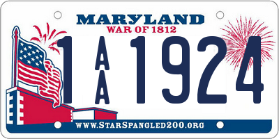 MD license plate 1AA1924