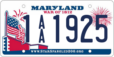 MD license plate 1AA1925