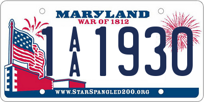 MD license plate 1AA1930