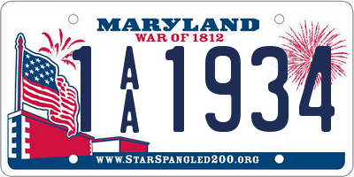 MD license plate 1AA1934