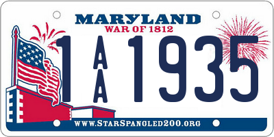 MD license plate 1AA1935