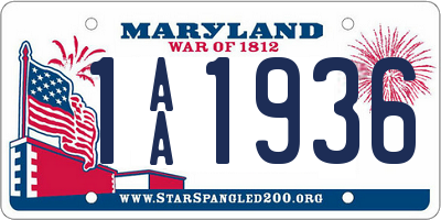 MD license plate 1AA1936