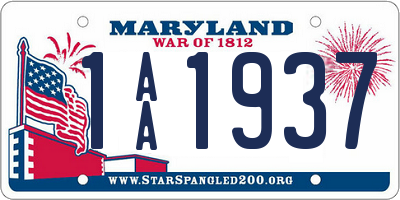 MD license plate 1AA1937