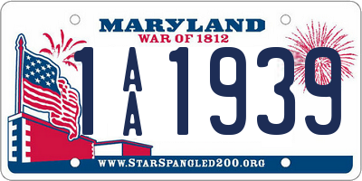 MD license plate 1AA1939