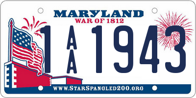 MD license plate 1AA1943