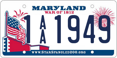 MD license plate 1AA1949